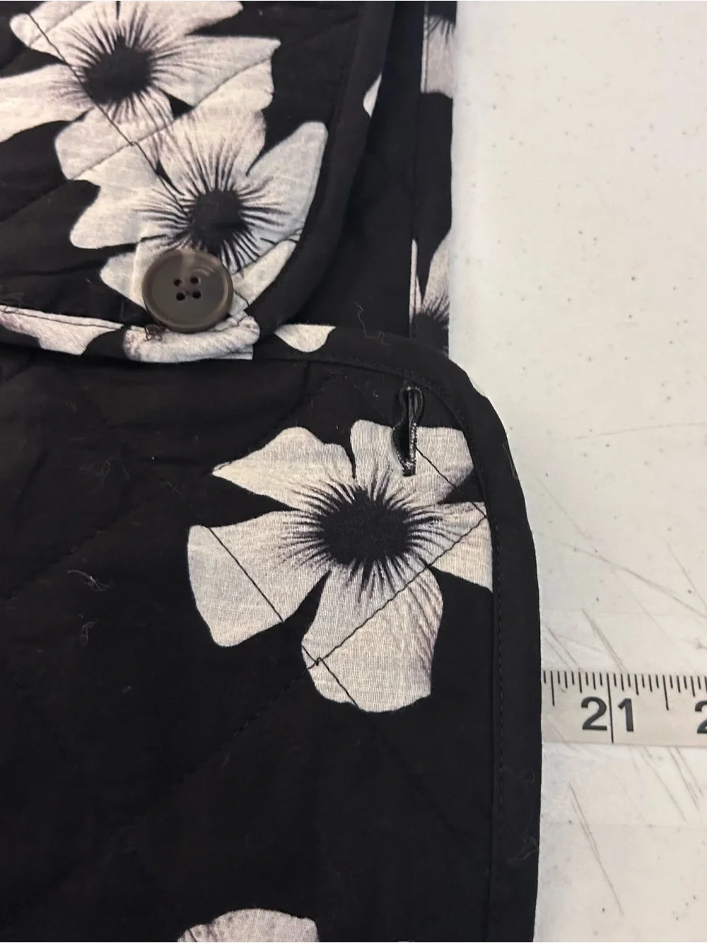 SCOOP Women’s XL Cotton Floral Print Quilted Jacket Black/White Floral NWT